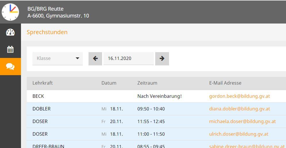 E-mail Adressen der Lehrpersonen