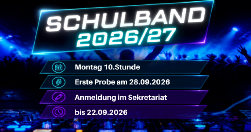 Anmeldung Schulband